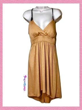 JFW 90s Tan Empire Waist Midi Sundress Women’s Small Cross Back